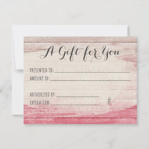 Geschenkgutschein Rustikales Holz Rosa Shabby