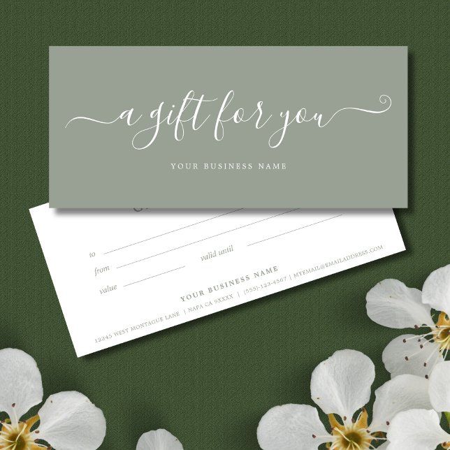 Geschenkgutschein "Sage Green Business" Elegante (Sage Business Gift Certificates)