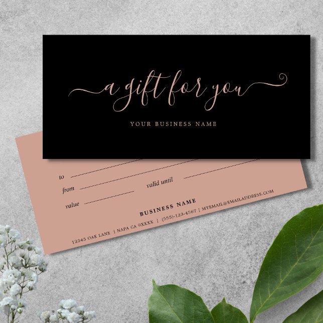 Geschenkgutschein Schwarze Rose Gold Rosa (Black and Pink Business Gift Certificates)