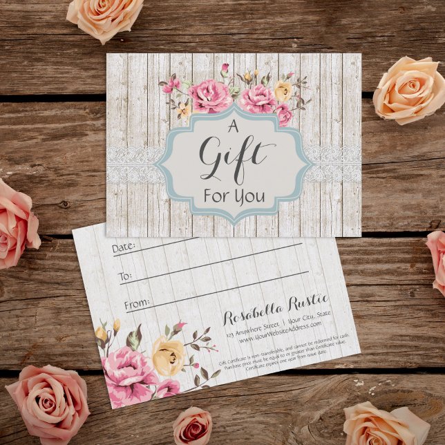 Geschenkgutschein Shabby Chic florales rustikales  (Von Creator hochgeladen)