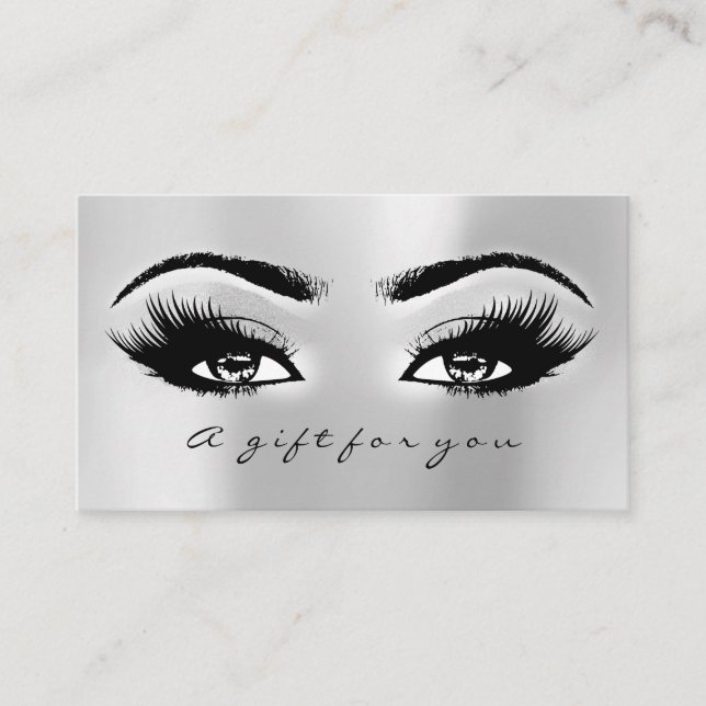 Geschenkgutschein Silver Gray Lashes Makeup Rabattkarte (Vorderseite)