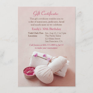 Geschenkgutschein Spa Geburtstagsfeier Einladungen