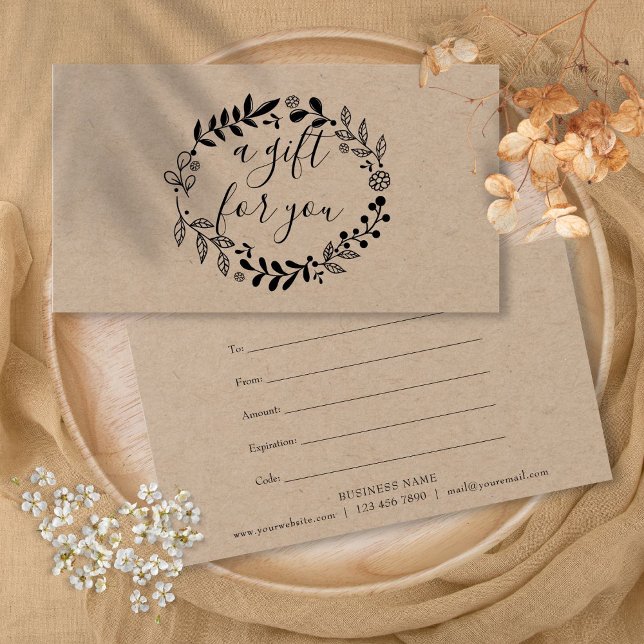 Geschenkgutschein "Woodland Garland Rustic Kraft" (Woodland Garland Rustic Kraft Gift Certificate)
