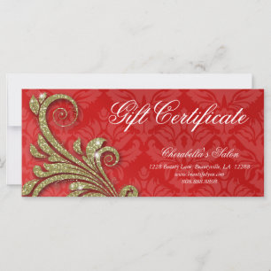 Geschenkgutschein Xmas Salon Glitzer Swirl Red Gol