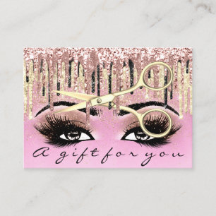 Geschenkgutscheine Friseur Pink Lash Makeup Visitenkarte