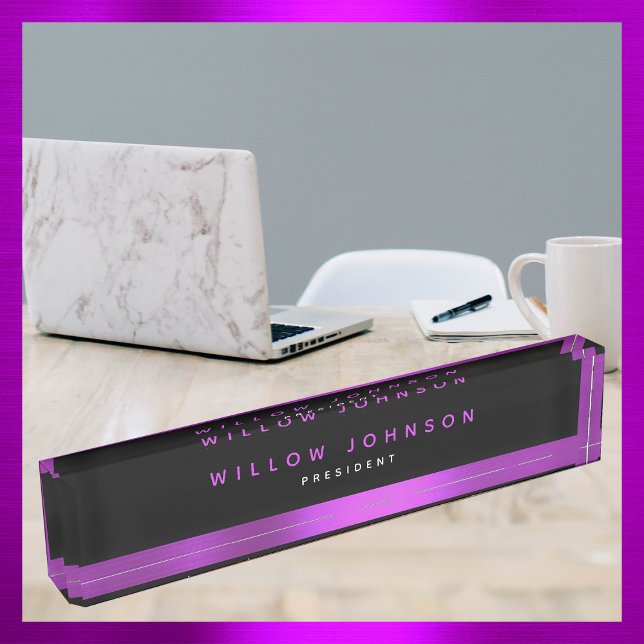 Geschenkgutscheine für Lila Führungskraft Namensplakette (Metallic Purple Classy Executive Business Gift Desk Name Plate)