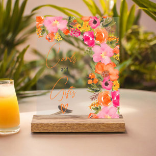 Geschenkgutscheine für orangefarbene Blumenzettel  Acrylschild