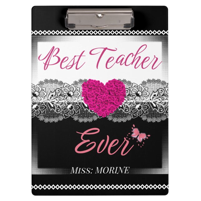 Geschenkgutscheine für Privatlehrer Beste Lehrerin Klemmbrett (Vorderseite)