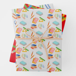 Geschenkgutscheine, Stifte, Stifte und Schulschüle Geschenkpapier Set