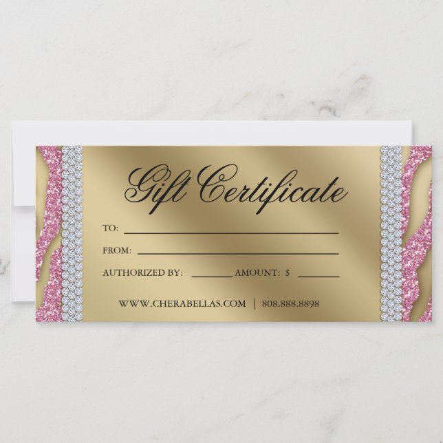 Geschenkgutscheine Tanning Salon Schmuck Pink Gold (Vorderseite)