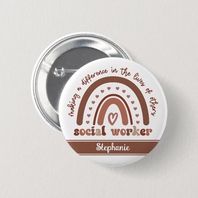 Geschenkgutschrift für Abschluss für Sozialarbeite Button (Vorne & Hinten)