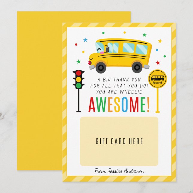 Geschenkgutschrift für Busfahrer Danke an den Kart Einladung (Vorne/Hinten)