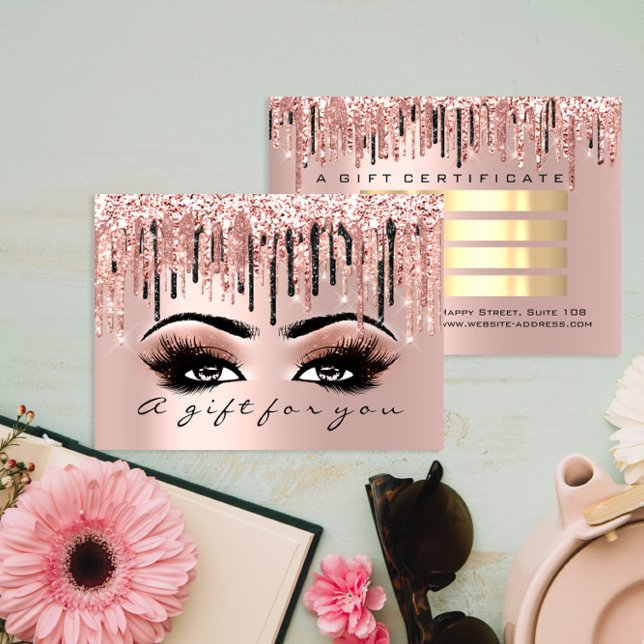 Geschenkgutschrift Makeup Eyelash Haare Microbladi Visitenkarte (Gift Certificate Makeup Eyelash Hair Microblading)