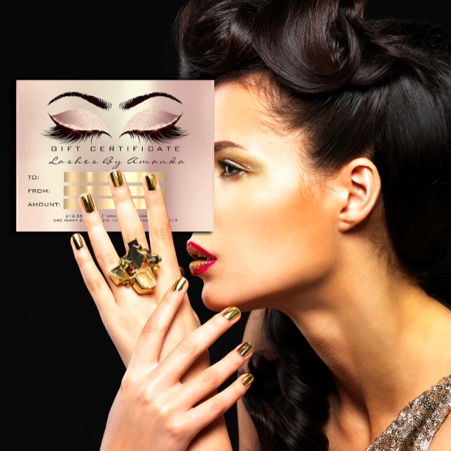Geschenkgutschrift Makeup Kosmetologe Lash Pink Postkarte (Gift Certificate Makeup Cosmetologist Lash Pink Postcard)