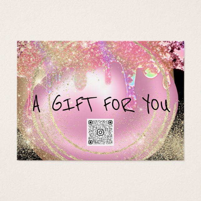 Geschenkgutschrift Nails Pink Makeup Tropfen QR Co (Vorderseite)
