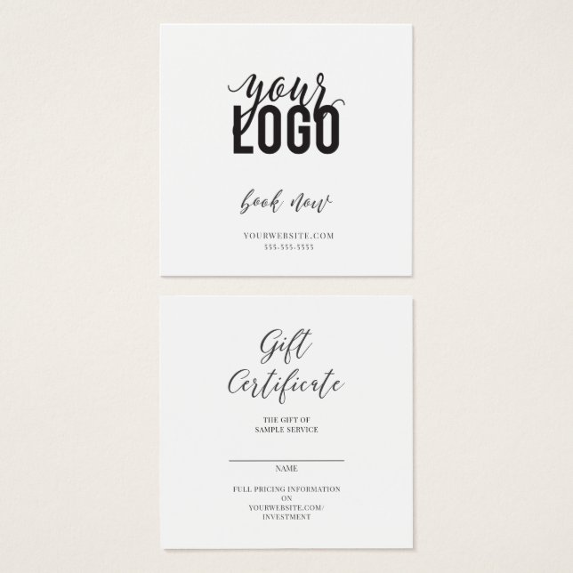 Geschenkgutschrift und Visitenkarte (Vorne & Hinten)