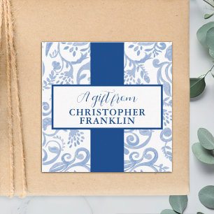 Geschenkidee für klassische blaue und weiße Muster Begleitkarte