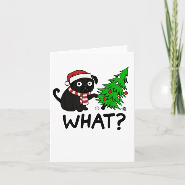 Geschenkidee für schwarzen Mops zu Weihnachten (Vorderseite)