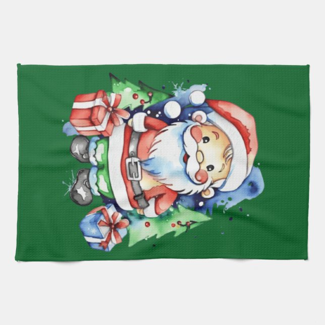 Geschenkideen für den Weihnachtsmann Geschirrtuch (Horizontal)