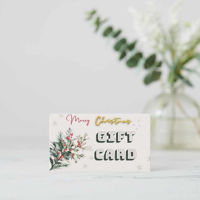 Geschenkkarte $100 Weihnachten Visitenkarte (Stehend Vorderseite)