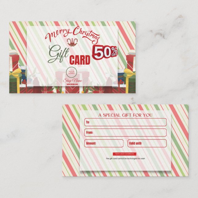 Geschenkkarte 50% Ermäßigung Visitenkarte (Vorne/Hinten)