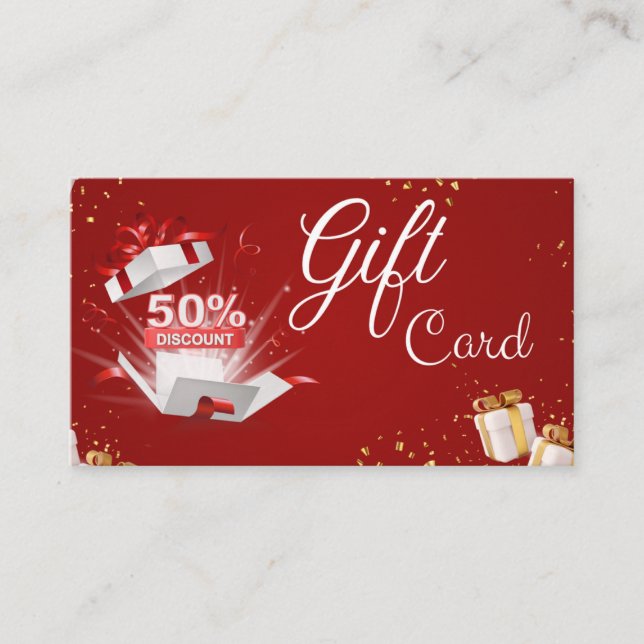 Geschenkkarte 50% Rabatt Weihnachten 2023 Visitenkarte (Vorderseite)