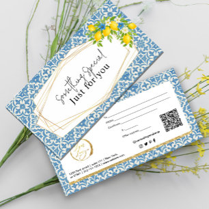 Geschenkkarte für mediterrane Lemon & Blue Tile Dankeskarte