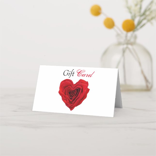 Geschenkkarte Herzförmige Rote Rose Valentine Platzkarte (Vorderseite)