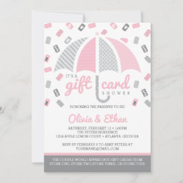 Geschenkkarte Kinderdusche Einladung, rosa, grau Einladung
