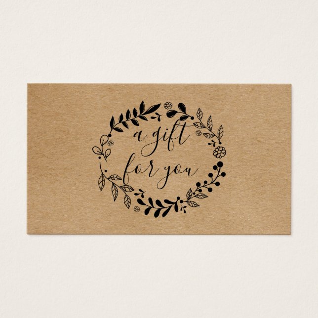 Geschenkkarte Woodland Garland Rustikale Kraft (Vorderseite)