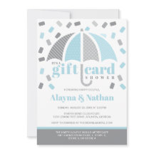 Geschenkkartendusche Einladung in Blau und Grau