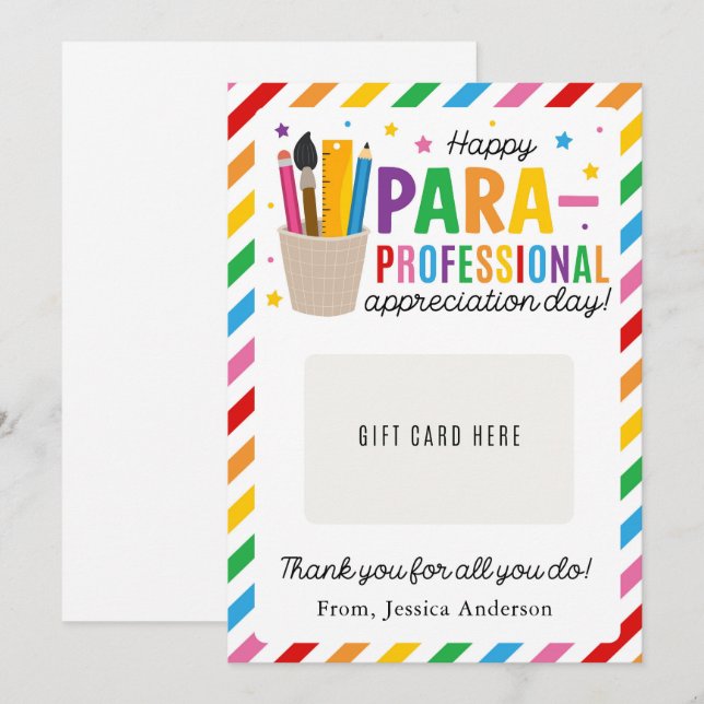 Geschenkkartenhalter für den Paraprofessional Appr Einladung (Vorne/Hinten)