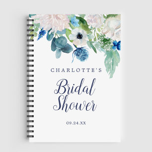 Geschenkliste für klassische weiße Blume Brautpart Notizbuch