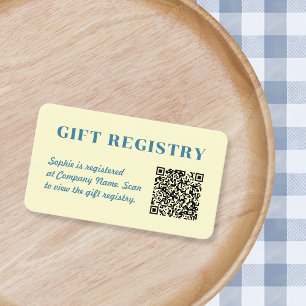 Geschenkliste QR-Code Buttergelb & Blau Begleitkarte