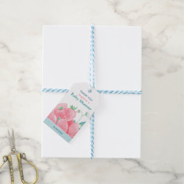 Geschenkmarke für niedliche Erdbeeren mit Babydusc Geschenkanhänger