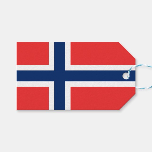 Geschenkmarke mit der Flagge Norwegens Geschenkanhänger (Vorderseite (Horizontal))