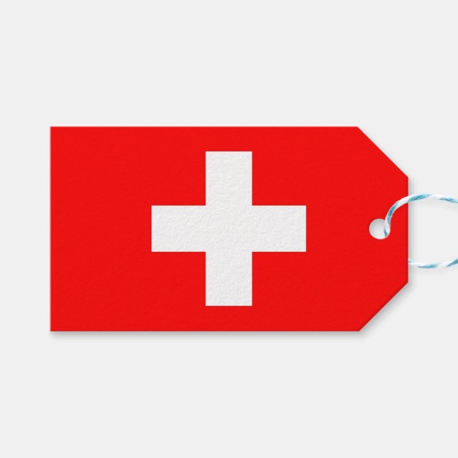 Geschenkmarke mit Flagge der Schweiz Geschenkanhänger (Vorderseite (Horizontal))