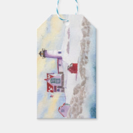 Geschenkmarke Nubble Lighthouse-Winter-Wrapping Su Geschenkanhänger