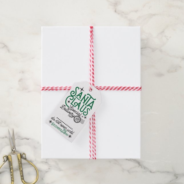 Geschenkmarke vom Santa North Pole Offiziell Geschenkanhänger (Mit Garn)