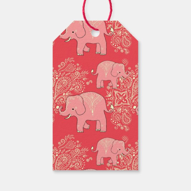 Geschenkmarken, Korallen und Pfirsiche Geschenkanhänger (Rückseite)