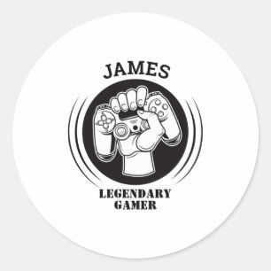 Geschenkname personalisierter lustiger Gaming-Geek Runder Aufkleber