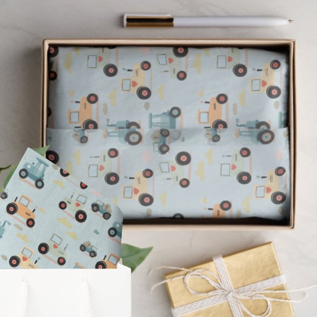 Geschenkpackung kleine Traktormuster Baby Kleinkin Seidenpapier (Von Creator hochgeladen)