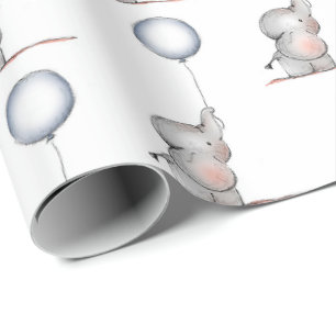 Geschenkpapier - Baby Elefanten mit Ballons