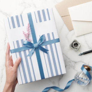 Geschenkpapier Blau & Weiß Streifen Quadratisch