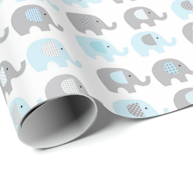 Geschenkpapier - Blaue Elefanten (Rolleneckpunkt)