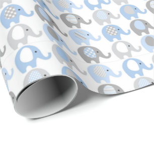 Geschenkpapier - Blaue und graue Elefanten