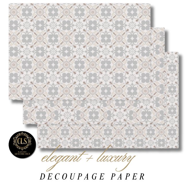 Geschenkpapier - Graues spanisches Fliesenmuster Set (Decoupage Paper - Gray Spanish Tile Pattern)