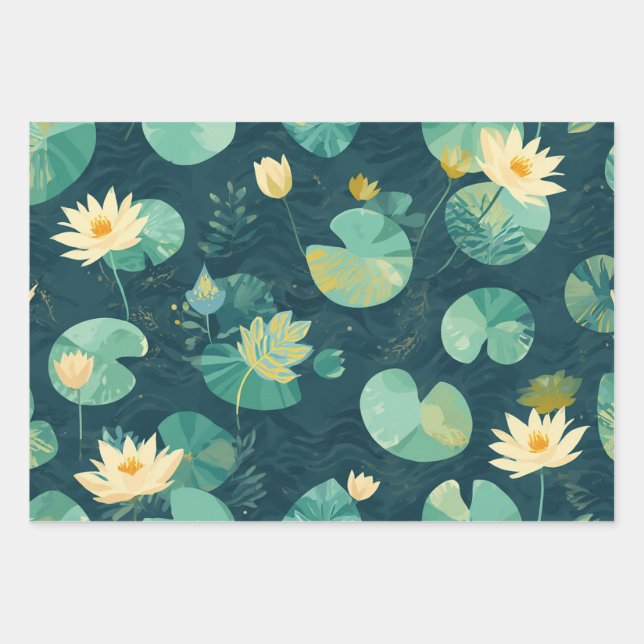 Geschenkpapier GreenLilyPad Set mit 3 Flatwrap (Vorderseite)