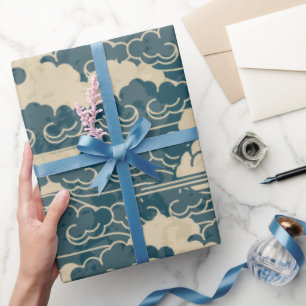 Geschenkpapier Japanisches Wolkenmuster in Blau