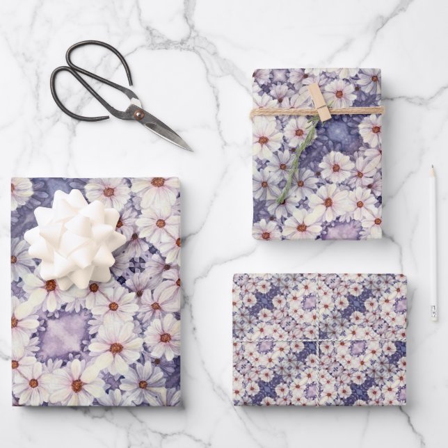 Geschenkpapier Lavender African Daisies Set (Vorderseite)